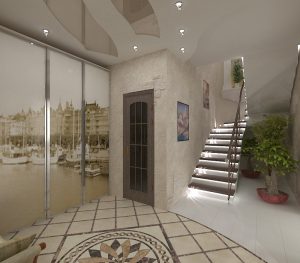 Дизайн коридора в доме с лестницей фото 1