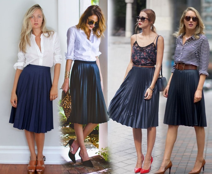 С чем носить юбку плиссе ниже колена С чем носить юбку-плиссе