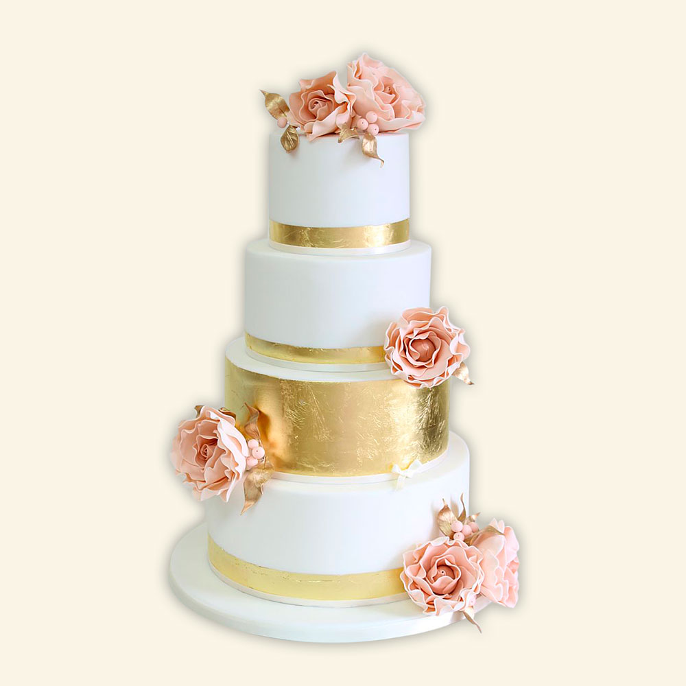 Свадебный торт с позолотой