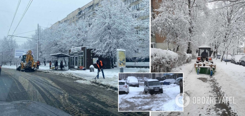 Запад Украины засыпает снегом: дороги не успевают чистить, движение на трассах ограничено. Фото и видео