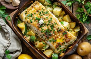 Форель с картошкой в сливочном соусе