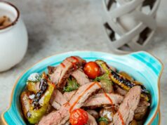 Теплый салат с говядиной и болгарским перцем