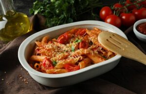 Макароны с сыром и помидорами в духовке