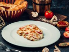 Тушеная курица с грибами в сливках