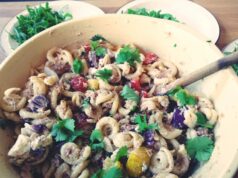 Салат с фасолью, шампиньонами и курицей